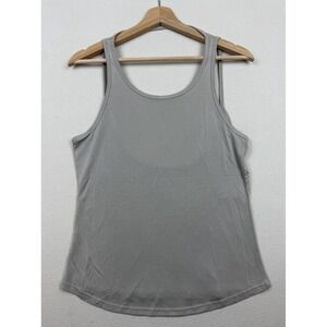 NWT OYANUS Womens Thin Knit Open Back Small Gray Yoga Tank Top Athletic Work Out